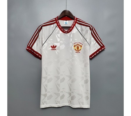 Manchester United 90/91 Away White Soccer Jersey